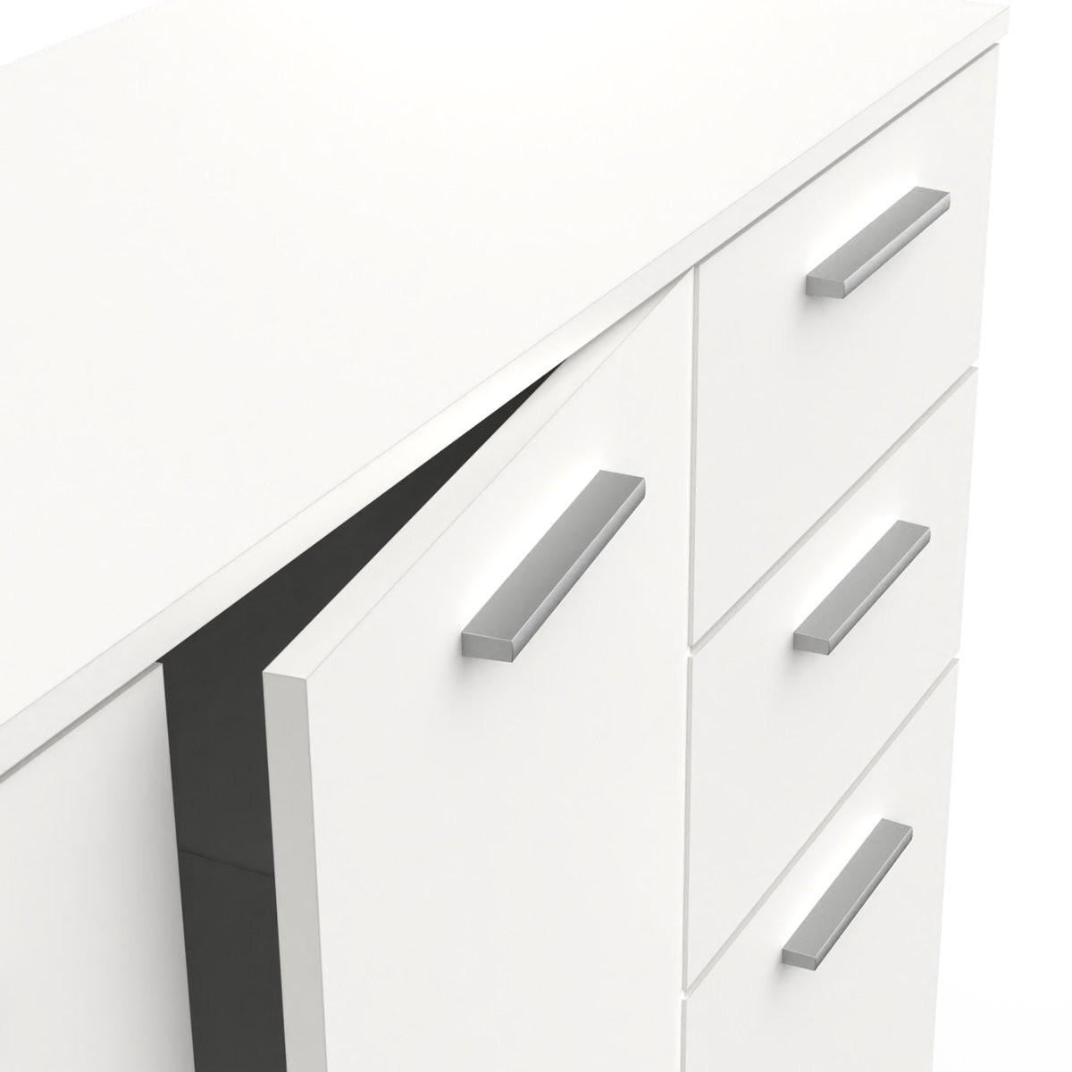 SIDEBOARD 2+1 Türen und 2 Schubladen H82,4 cm - IZZY - Weiß, Holzwerkstoff (41.9/82.4/119.6cm) - Calicosy