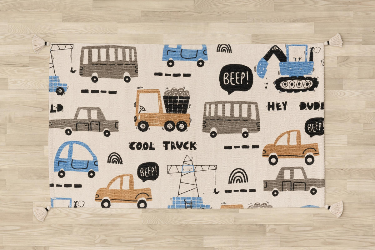 BAUMWOLLTEPPICH LKW-Muster 70/120 cm - Multicolor, Naturmaterialien (70/120cm)