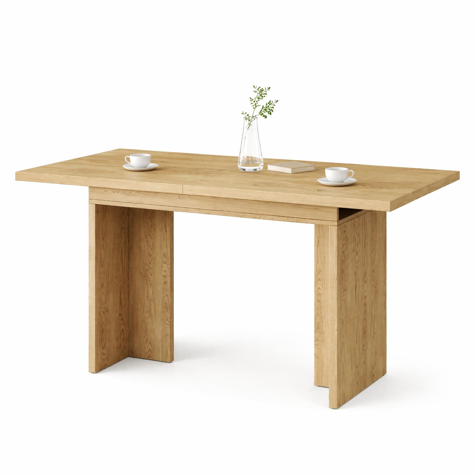 ESSTISCH in Eiche ausziehbarer Küchentisch mit verdickter Tischplatte, für Esszimmer Küche Wohnzimmer, B140-180/T80/H75cm - Eichefarben, Holzwerkstoff/Metall (80/180/75cm) - STILVORA