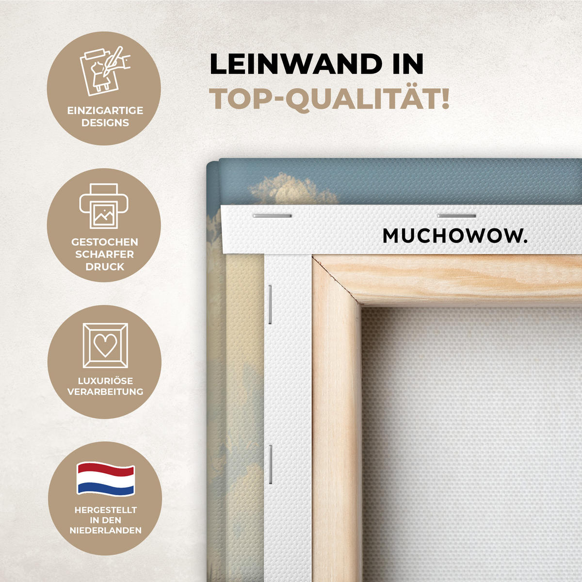 LEINWANDBILD Winter - Schnee - Zuhause - Natur Wandbild Wohnzimmer 50x50 cm - Hellbraun, Textil (50/50cm) - MuchoWow