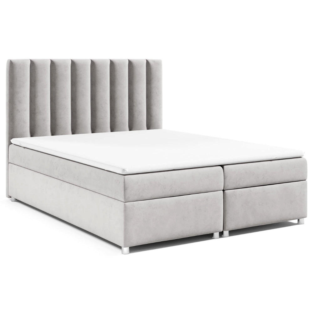 BOXBETT mit Bettkasten Trinity K-10 Bonellfederkern inkl. Topper - Silberfarben, Holz/Holzwerkstoff (200/200cm) - Best For Home