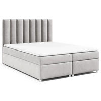 BOXBETT mit Bettkasten Trinity K-10 Bonellfederkern inkl. Topper - Silberfarben, Holz/Holzwerkstoff (200/200cm) - Best For Home