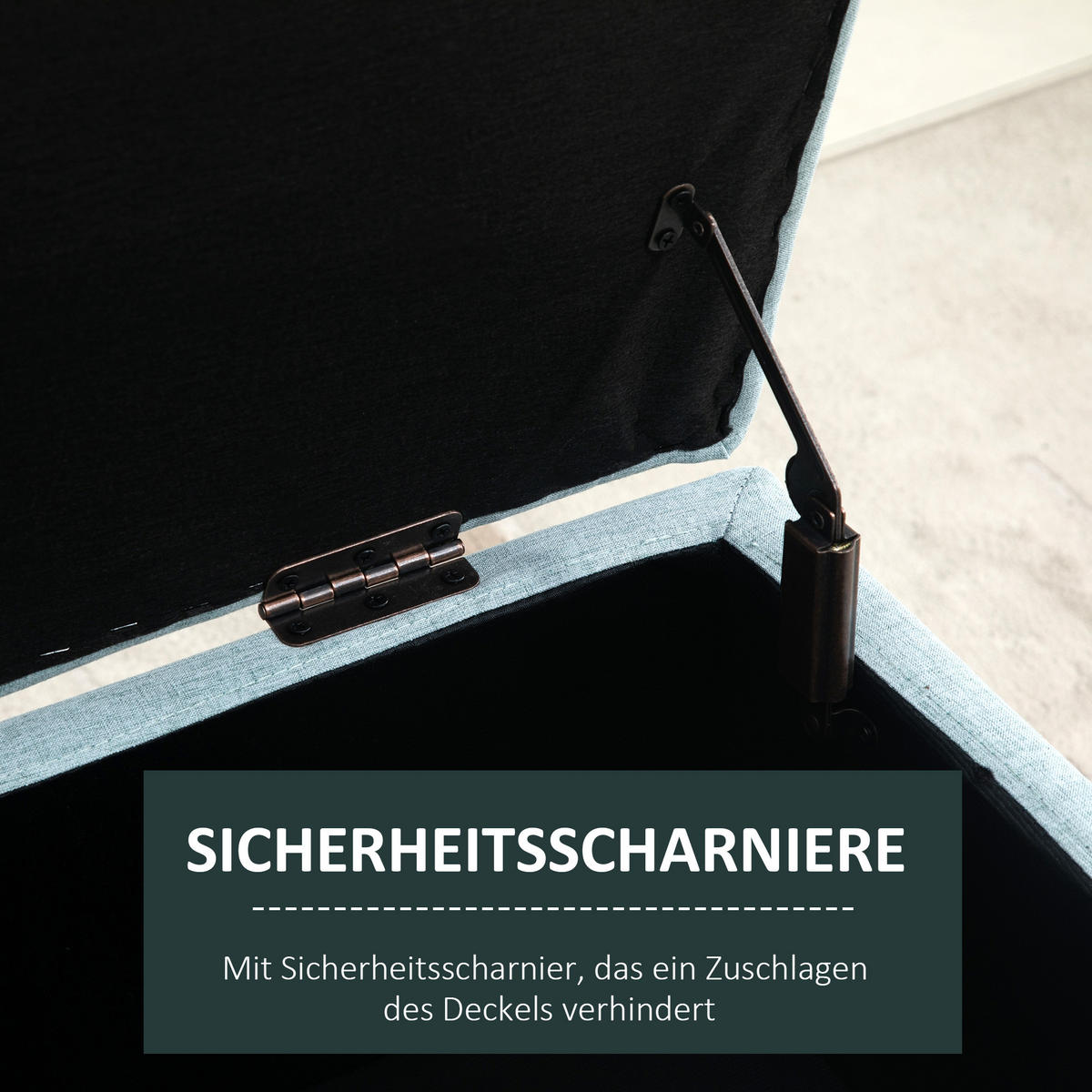 SITZBANK Polsterbank mit Stauraum scandinavia Truhenbank Polyester Holz Hellgrün - Grün, Kunststoff (39/45/110cm) - HOMCOM