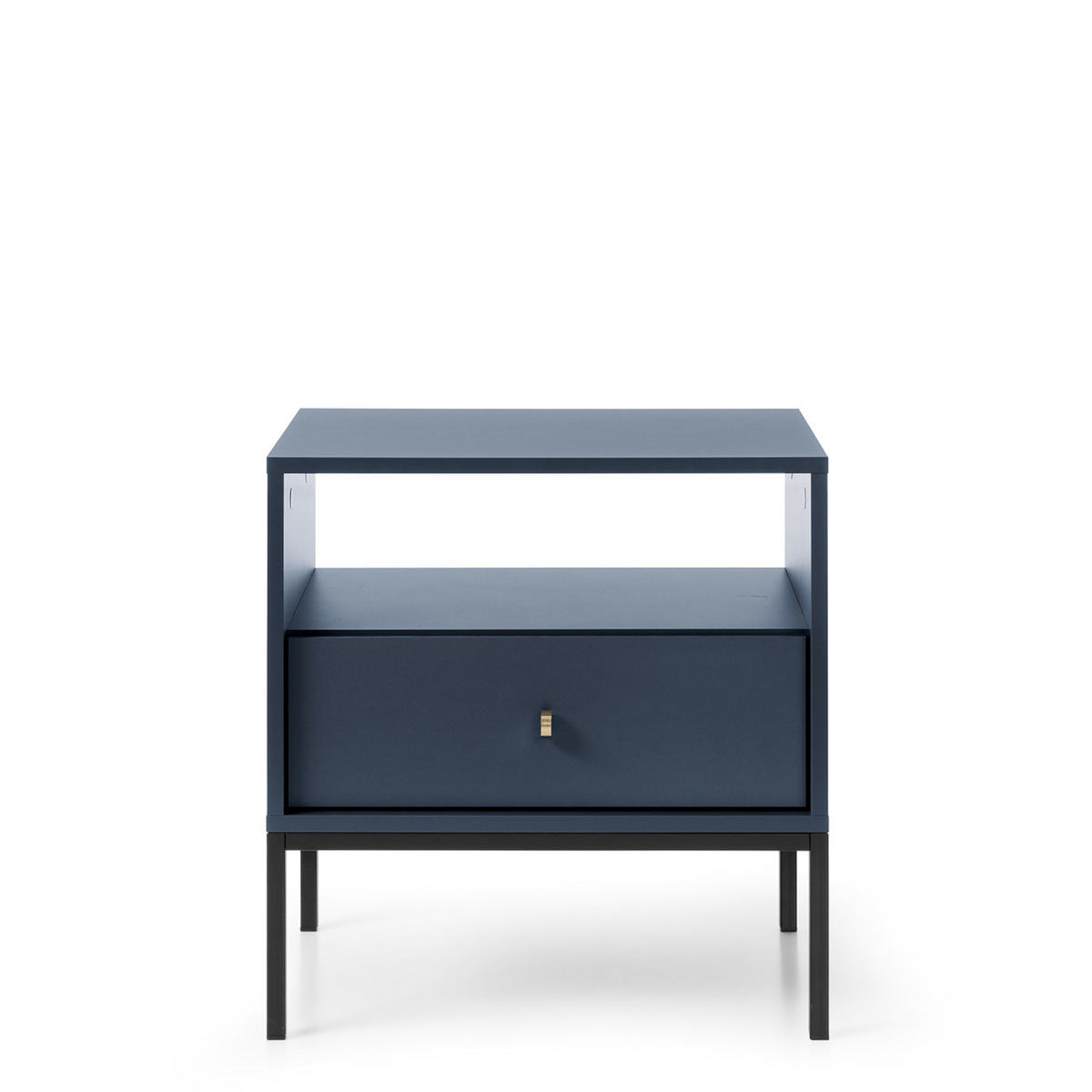 NACHTTISCH MONCTON STO2-1S Metalgriffe, Dunkelblau - Dunkelblau, Holzwerkstoff/Kunststoff (54/56/39cm) - Komodee