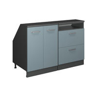 KUHINJSKI ORMAR ZA KOSINE KROVA R-Line Plavo-Siva 120 cm Set od 2 korpusa ormara, dubina 60 cm - plavo-siva/antracit, drvni materijal (120/83.8/60cm) - Vicco