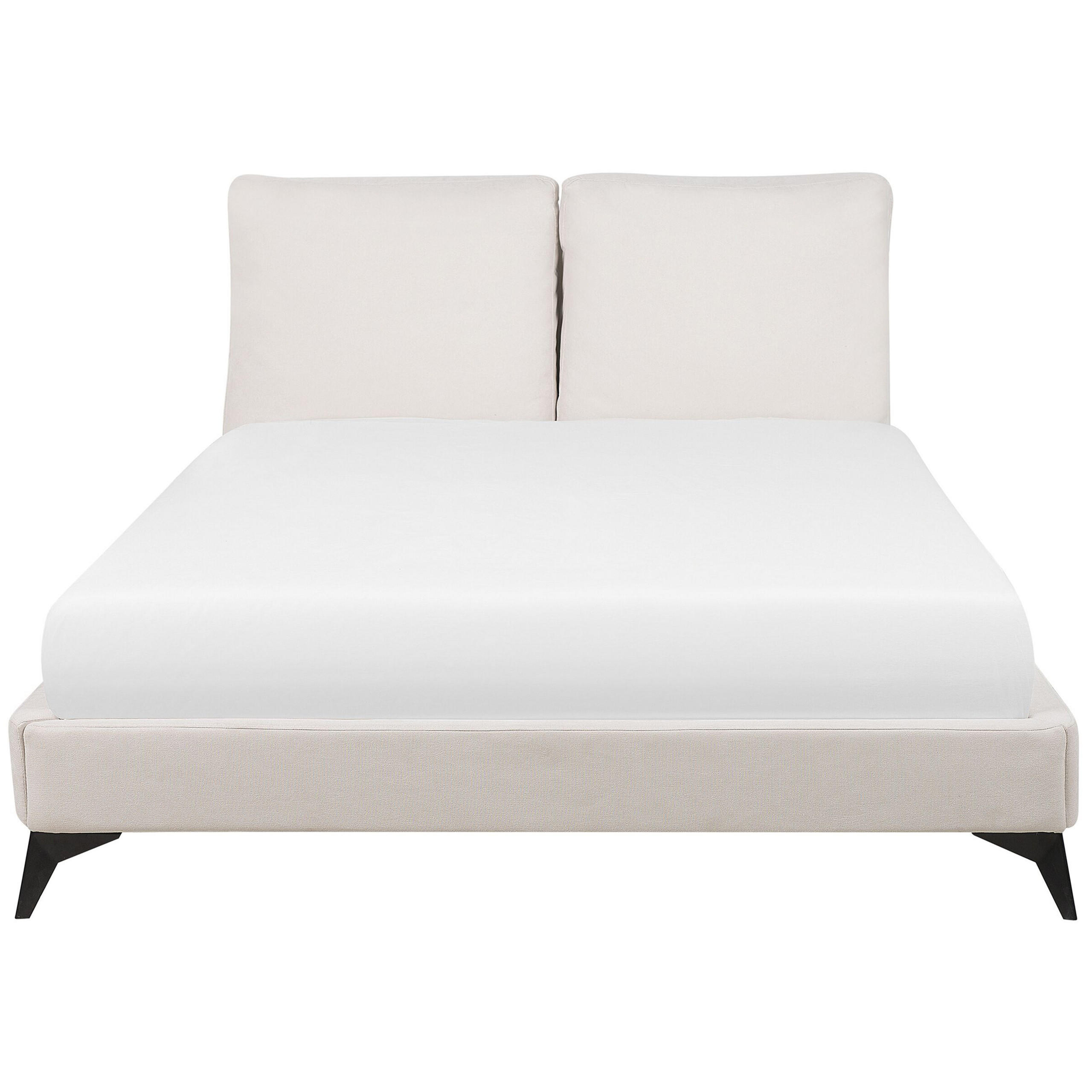 POLSTERBETT 160/200cm Helles Beige Melle - Beige, Naturmaterialien/Textil (160/200cm) - Beliani