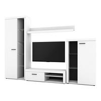 WOHNWAND Spacoro Weiß 270/190/41 cm Wohnwand Modern ohne LED - Weiß, Holzwerkstoff/Kunststoff (270/190/41cm) - AX Living