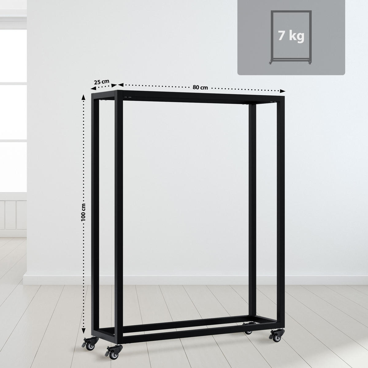 KAMINHOLZREGAL 80/25/100 cm Metall Schwarz - Schwarz, Metall (80/100/25cm) - CLP