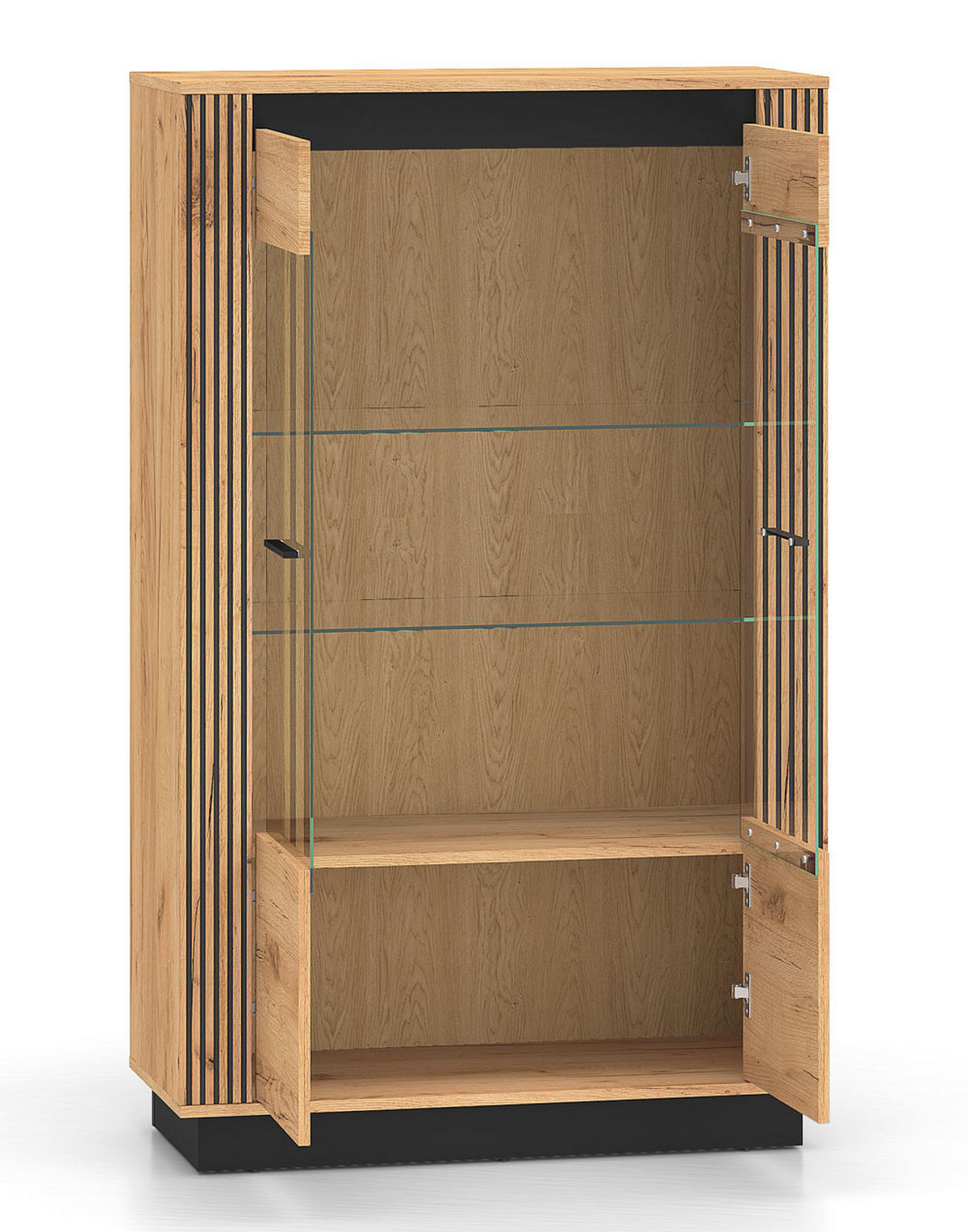VITRINE Urso Gold Craft Eiche / Schwarz 92 / 40 / 141 cm - Eichefarben/Schwarz, Holz/Holzwerkstoff (92/141/40cm) - Feldmann-Wohnen