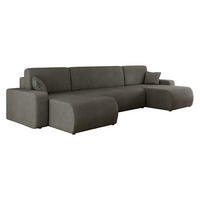 WOHNLANDSCHAFT Piano U - Schwarz/Braun, Holz/Kunststoff (312/82/145cm) - MIRJAN24