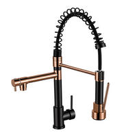 KÜCHENARMATUR Schwarz-Roségold Feder-Ausziehhahn Warm-Kalt - Schwarz, Metall (35/6/42cm) - SHOPENTRA