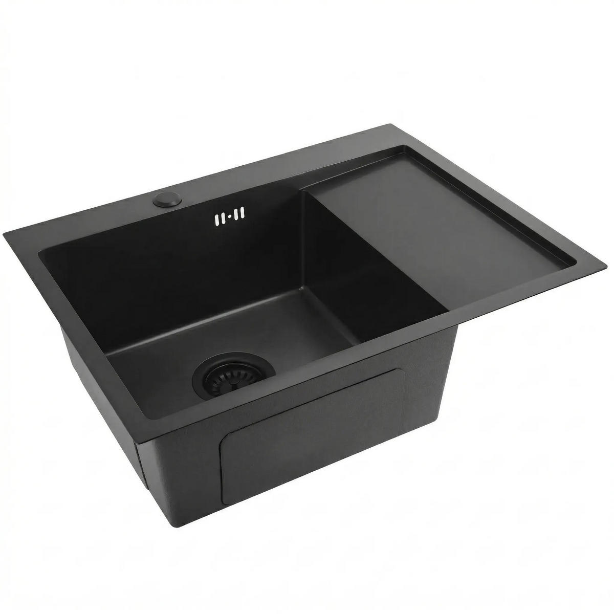 EDELSTAHLSPÜLE Rea Fin Black mit Küchenarmatur - Schwarz, Metall (48/18.5/62cm) - REA