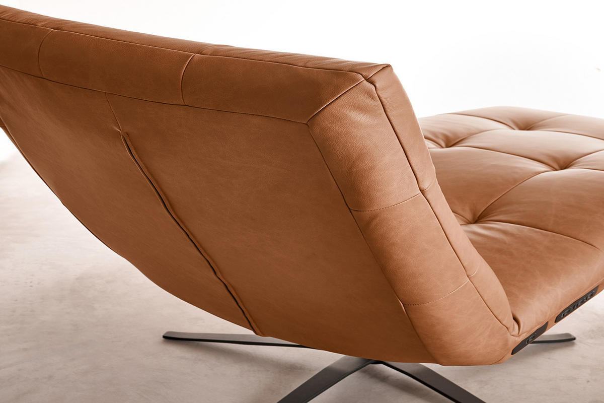 RELAXLIEGE LETICIA Braun Leder - Cognac/Schwarz, Leder/Metall (82/115/156cm) - KAWOLA