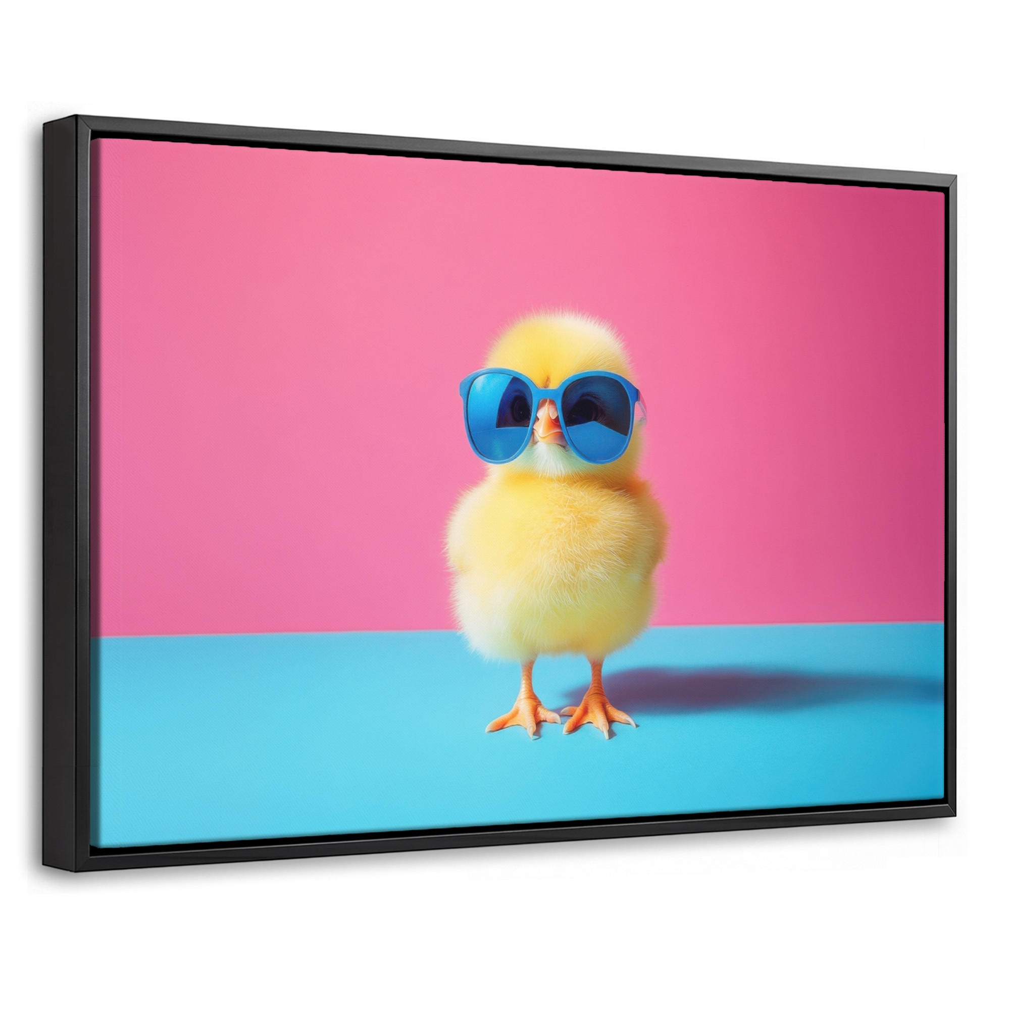 LEINWAND Bilder mit Rahmen - Chick - Sonnenbrille - Blau - 30x20 - Pink, Textil (30/20cm) - MuchoWow