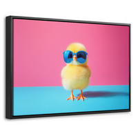 LEINWAND Bilder mit Rahmen - Chick - Sonnenbrille - Blau - 30x20 - Pink, Textil (30/20cm) - MuchoWow