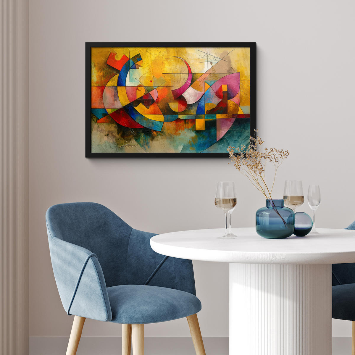 POSTER MIT RAHMEN Kunst - Abstrakt - Modern 60x40 cm - Gelb, Papier (60/40cm) - MuchoWow