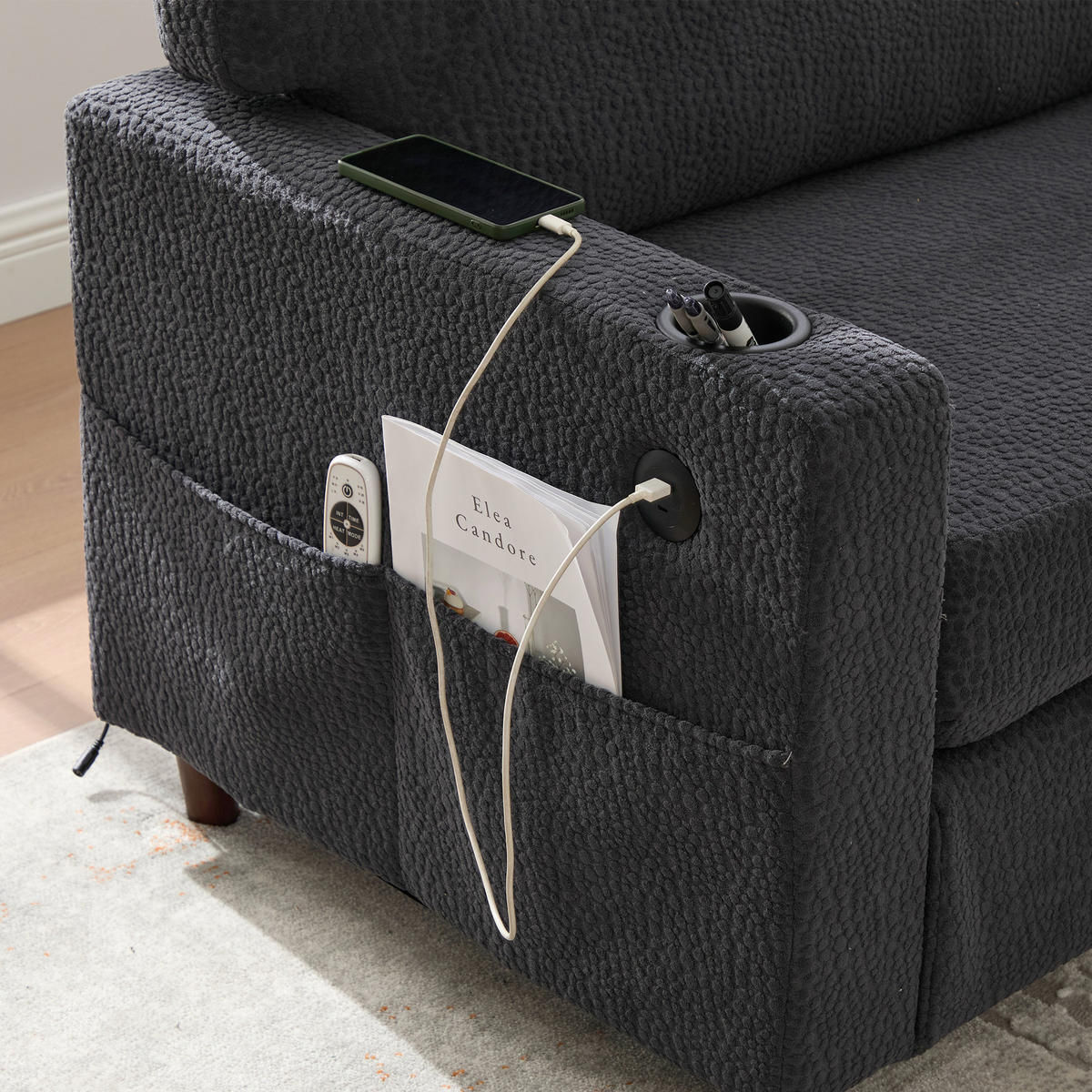 SOFA 2-Sitzer 203/77,5/86 cm Dunkelgrau - Dunkelgrau, Textil (77.5/86/203cm)