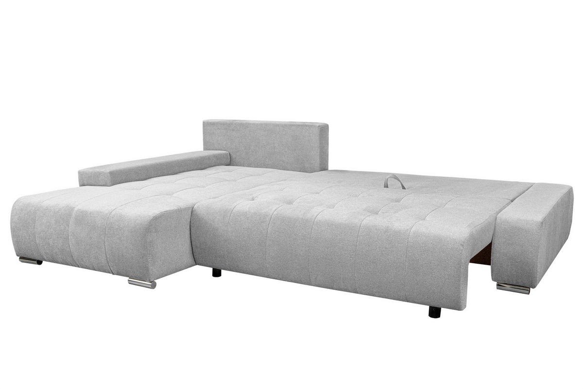 ECKSOFA Bloom mit Bettkasten und Schlaffunktion L-Form - Hellgrau, Textil (267/185cm)