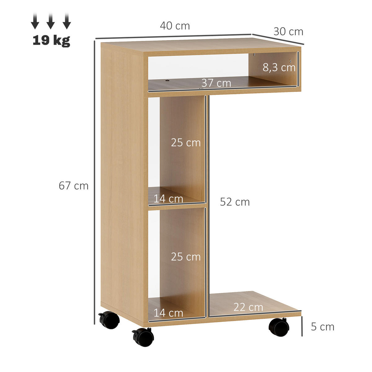 BEISTELLTISCH Beige 1 Stück - Beige, Kunststoff (40/30/69cm) - GiPP