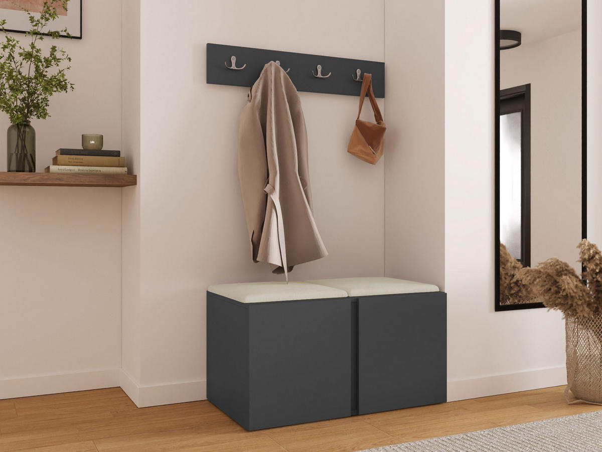 MOBILIER PENTRU HOL Orion VI - bej/grafit, material plastic/compozit lemnos (84/42/46cm) - MIRJAN24