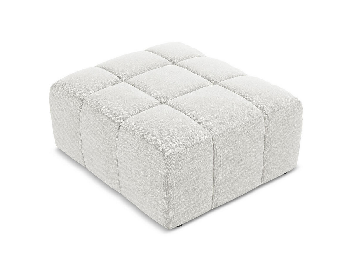 POUF Bouclé Stoff Weiß - Schwarz/Weiß, Holzwerkstoff/Kunststoff (75/41/90cm) - Makamii
