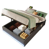 POLSTERBETT 90/200 cm Grau mit LED-Beleuchtung und USB- sowie Type-C-Anschlüssen - Grau, Textil (90/200cm) - OKWISH