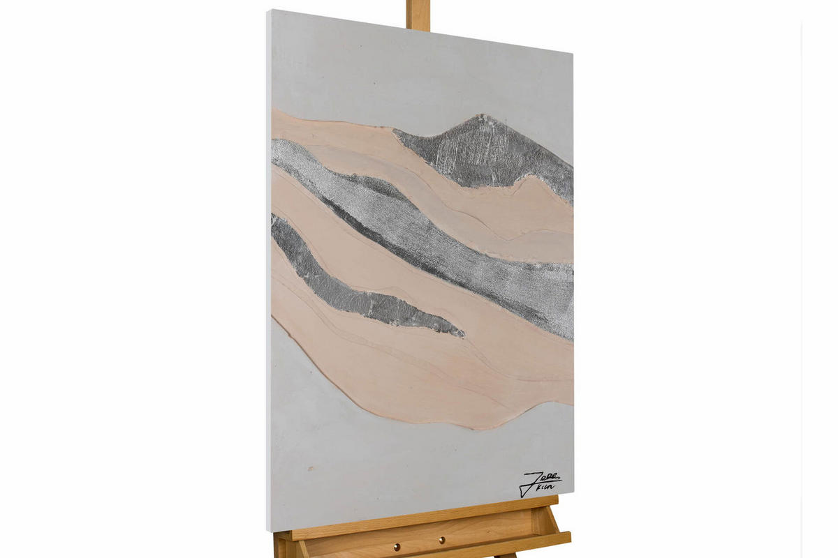 ACRYLBILD HANDGEMALT 60/90 cm - Beige/Grau, Holz/Textil (60/90cm) - KUNSTLOFT