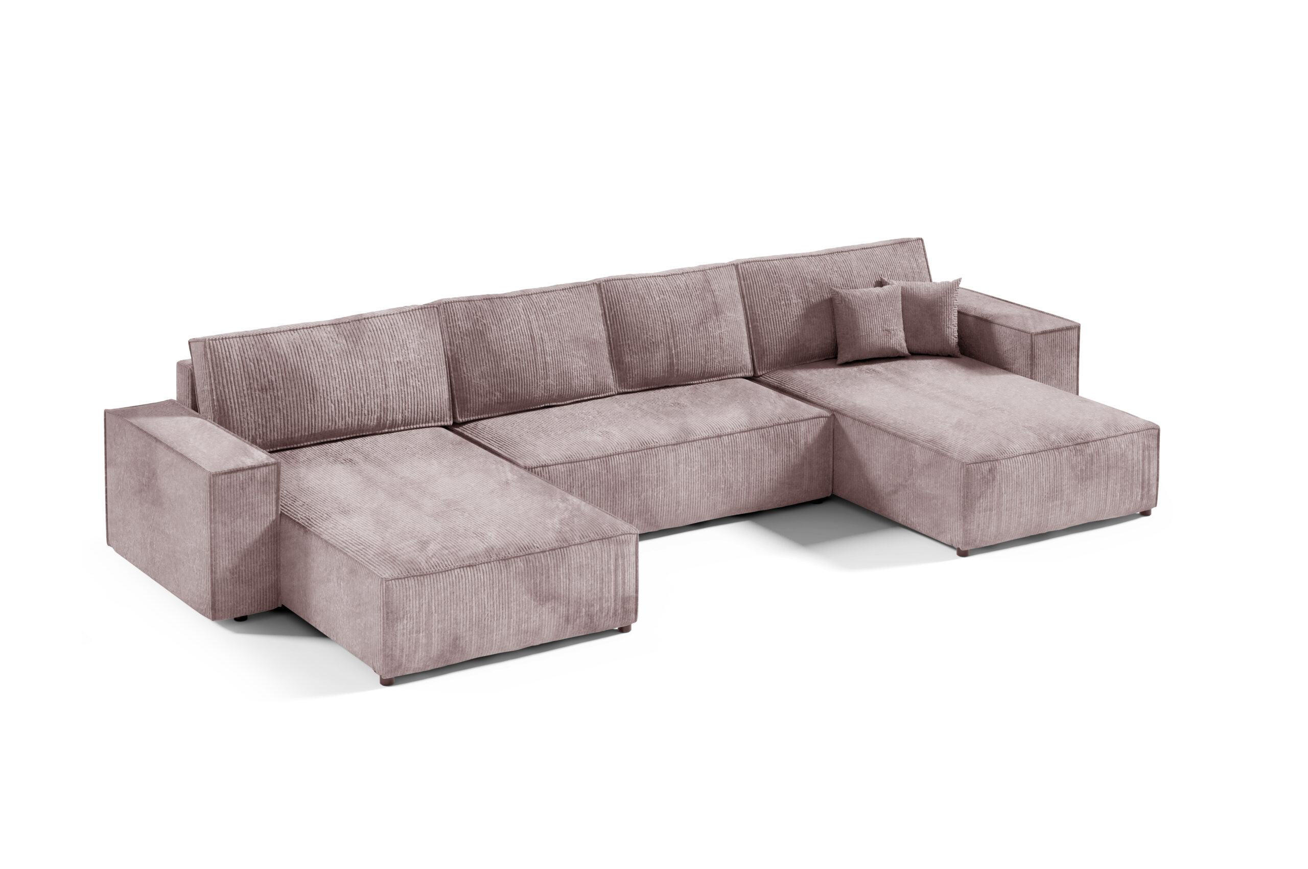 WOHNLANDSCHAFT mit Schlaffunktion Rose - Lila, Textil (398/70/185cm) - Furnisell