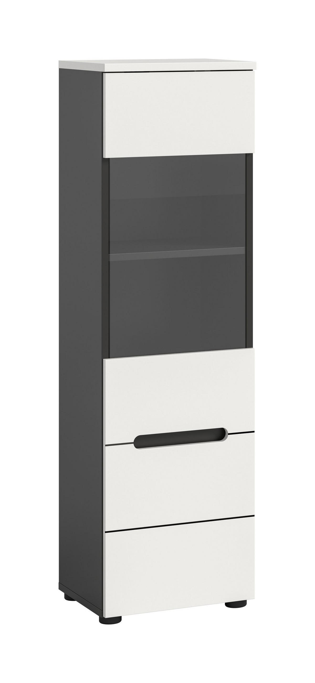 VITRINE CANU (B/H/T: ca. 36/125/33 cm) in Basalt grau/weiß - Grau, Holzwerkstoff (36/125/33cm)