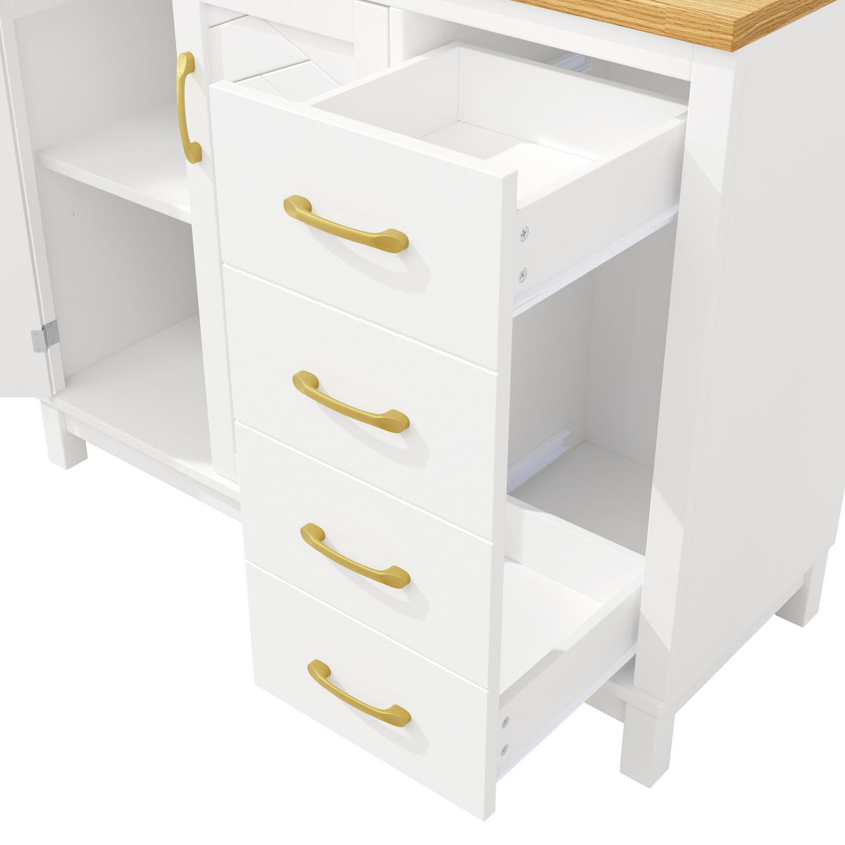 BUFFET 105,5/180/40 cm Weiß aus MDF mit LED-Lichtleiste - Weiß, Holzwerkstoff (40/180/105.5cm) - OKMYHOME