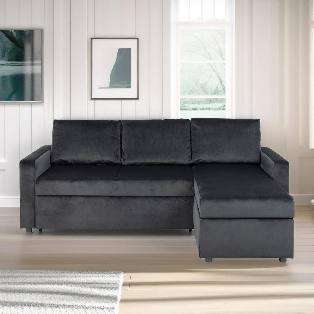 SCHLAFSOFA anthrazitgrau - Anthrazit, Holzwerkstoff (218/155cm) - ebuy24