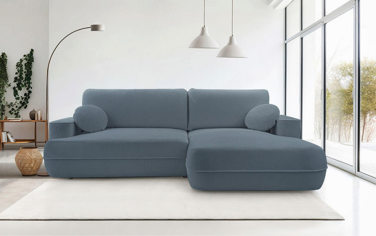 ECKSOFA Fuerro Hellblau Strukturstoff - Schwarz/Hellblau, Kunststoff/Textil (168/260cm) - Selsey