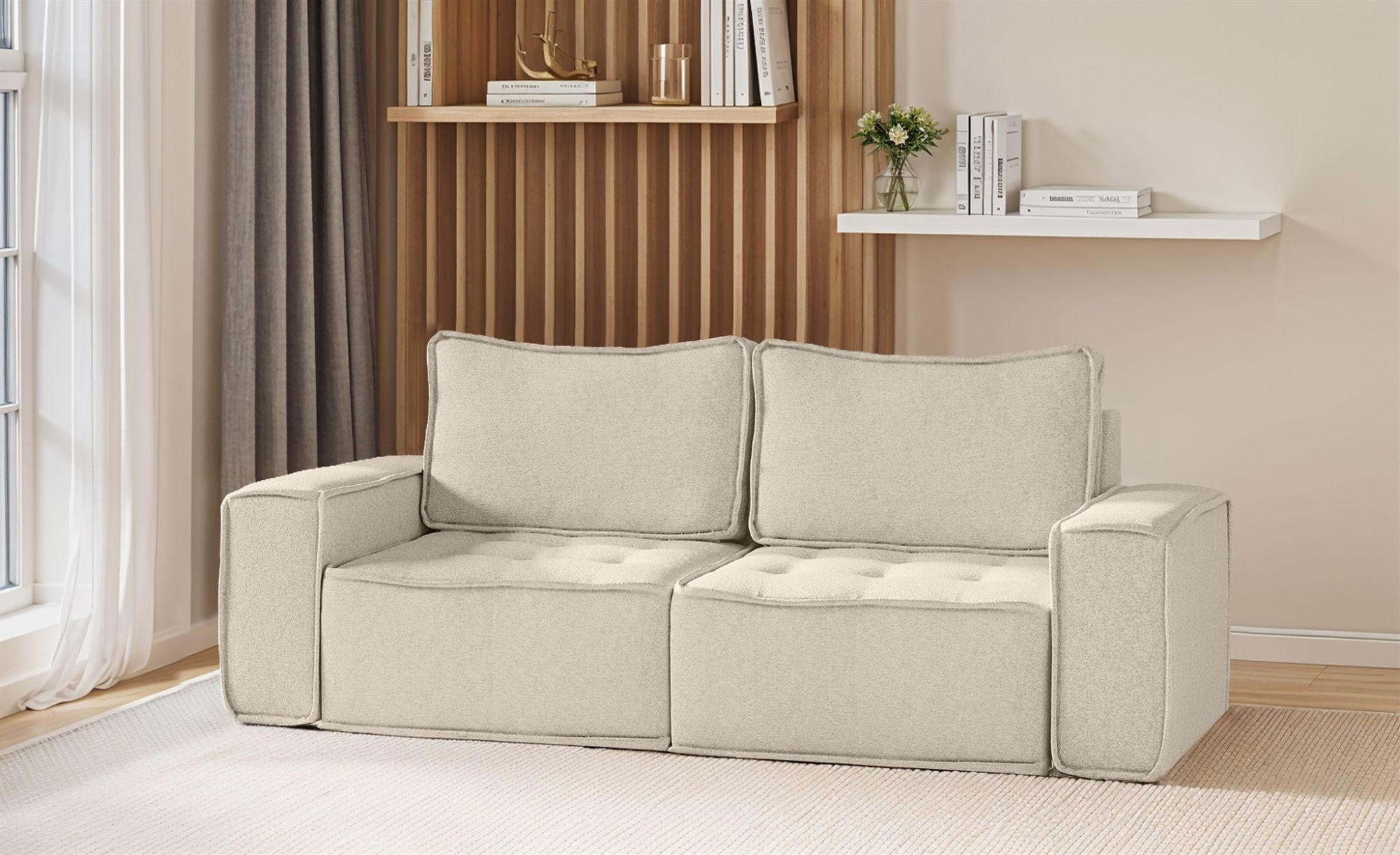 SOFA Sande In Alpine - Beige, Holzwerkstoff/Textil (212/85/90cm) - Fun Möbel