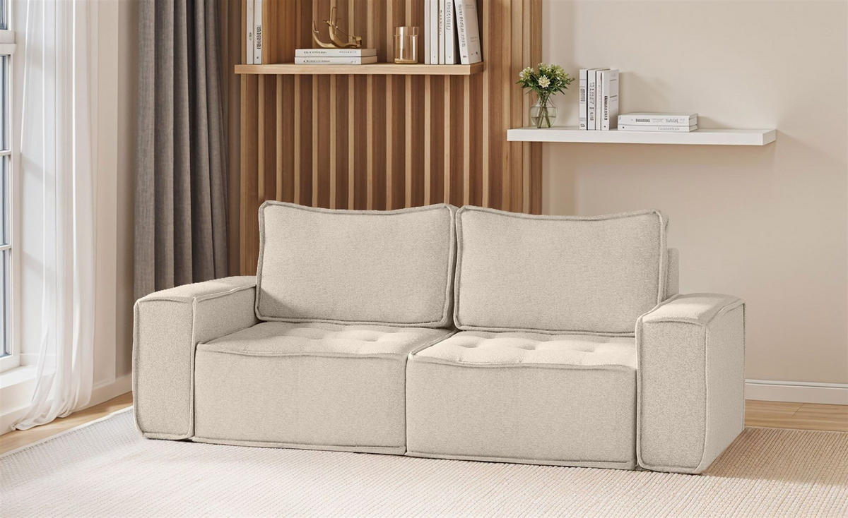 SOFASET Sande 3-2-1 Stoff Alpine - Beige, Holzwerkstoff/Textil (292/85/90cm) - Fun Möbel