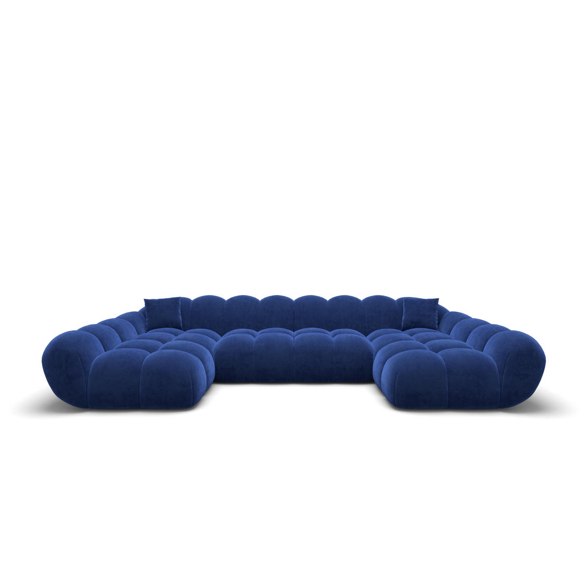 WOHNLANDSCHAFT Liva Königsblau Samtstoff U-Form XXL Studio - Blau, Textil (330/70/160cm) - VAROYAL