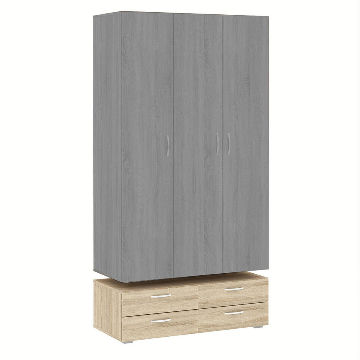 KLEIDERSCHRANKUNTERSATZ Basic Eiche Sonoma 110,5 / 52 / 35 cm - Silberfarben/Braun, Holz/Holzwerkstoff (110.5/35/52cm) - Feldmann-Wohnen