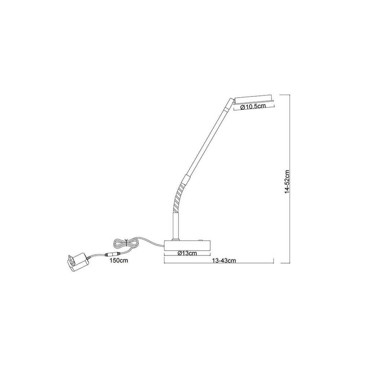 LED TISCHLEUCHTE SILVIO, SILBER, METALL, FLEXIBLER ARM - Silberfarben, Metall (43/13/53.5cm) - Globo Lighting