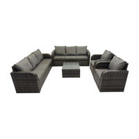 GARTENTISCHGRUPPE Polyrattan Dunkelgrau 5-teilige - Dunkelgrau/Grau, Glas/Kunststoff - Fimous