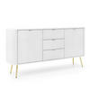 SIDEBOARD ZENZERO 168/87/39 cm mit 3 Schubladen 2 Türen Weiß - Goldfarben/Weiß, Holzwerkstoff (168/87/39cm) - MASSENO