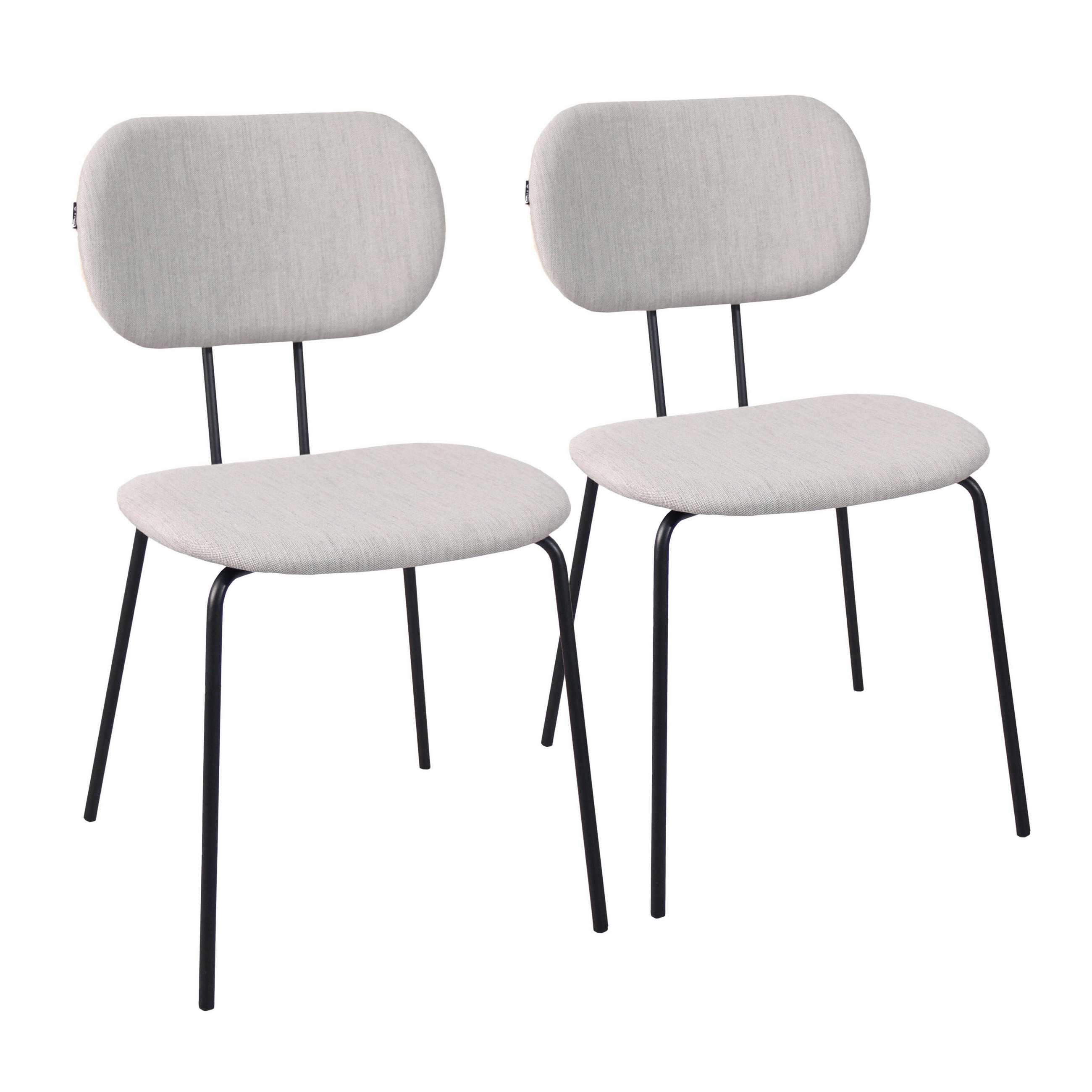 STÜHLE 2-tlg., Grau - Grau, Holz (47/83/50cm) - Oviala