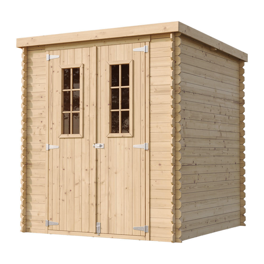 GARTENHAUS HOLZ mit imprägniertem Boden B204xL204xH200 cm/ 3.53 m2 M309C+M309G - Beige, Holz (204/200/204cm) - Timbela