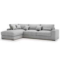 ECKSOFA mit Longchair - Silberfarben/Schwarz, Kunststoff/Textil (340/205cm) - home24