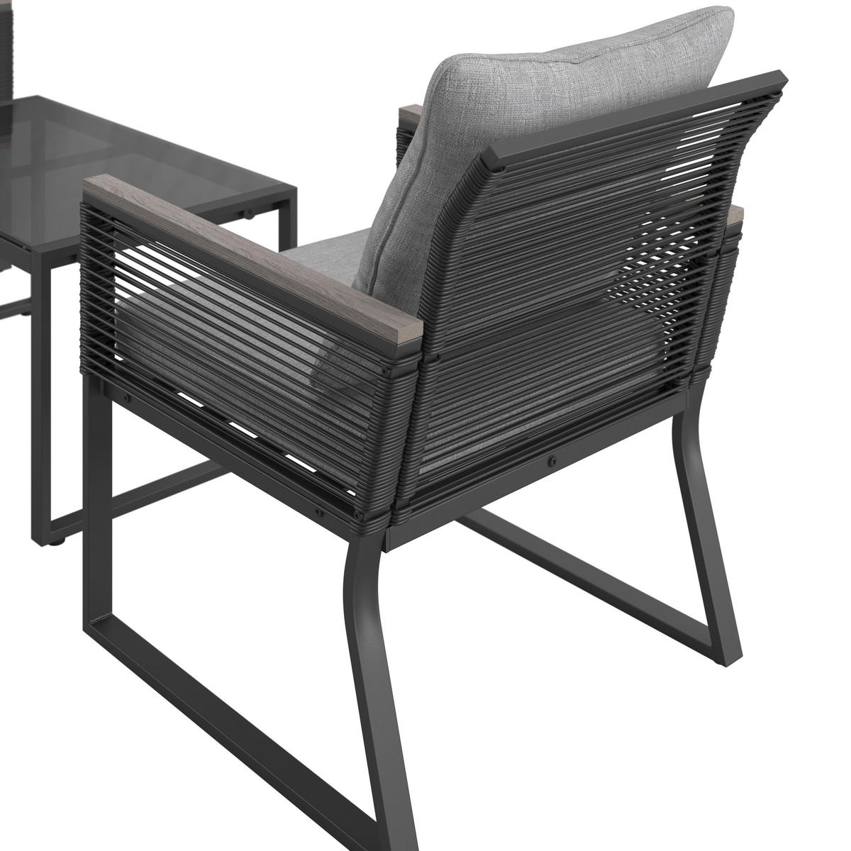 LOUNGEGARNITUR Paulina Hellgr. Metall/Outdoorstoff +Abdeckung - Hellgrau, Metall
