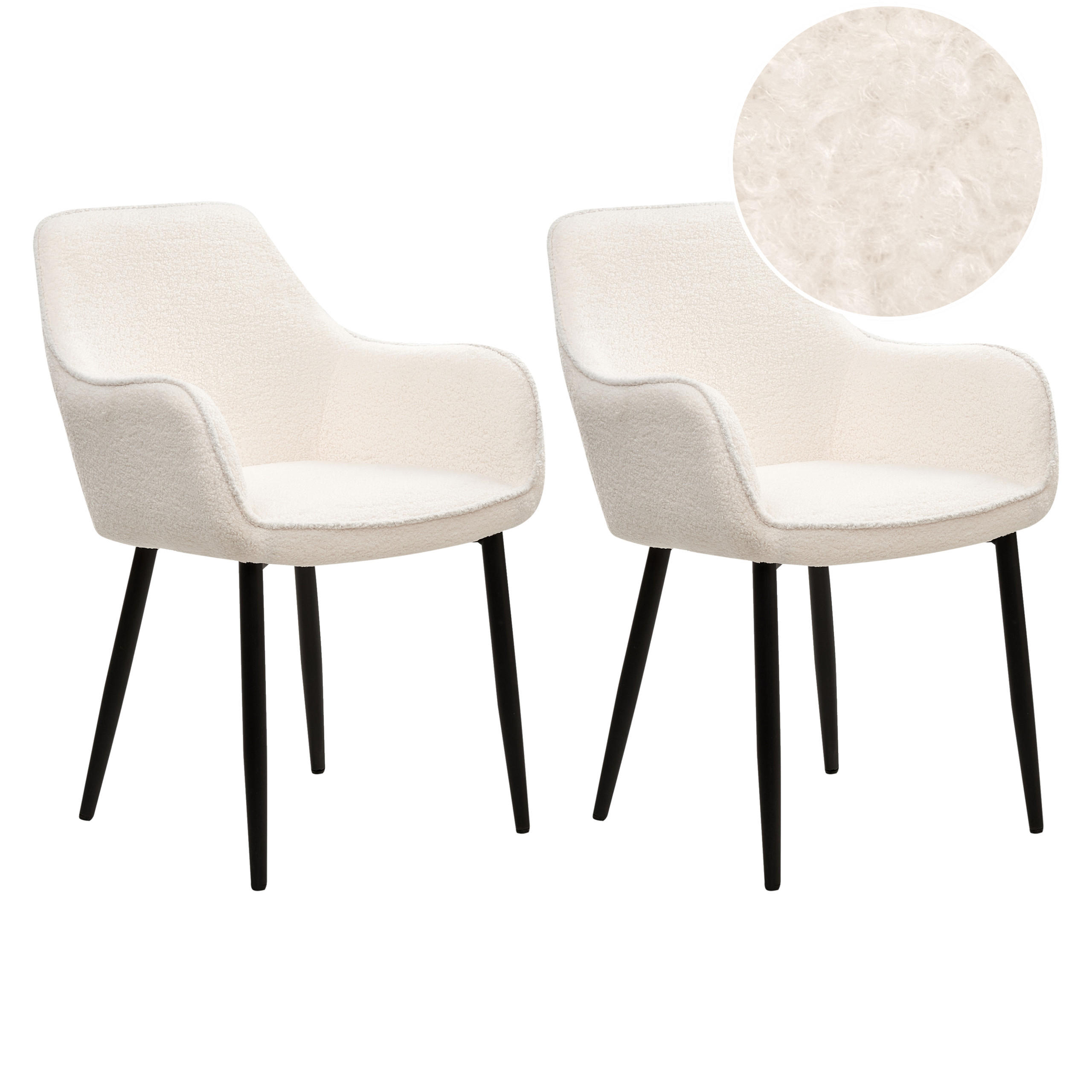 ESSZIMMERSTUHL 2er-Set Weiß Alden - Schwarz/Weiß, Textil (58/86/63cm) - Beliani