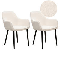 ESSZIMMERSTUHL 2er-Set Weiß Alden - Schwarz/Weiß, Textil (58/86/63cm) - Beliani