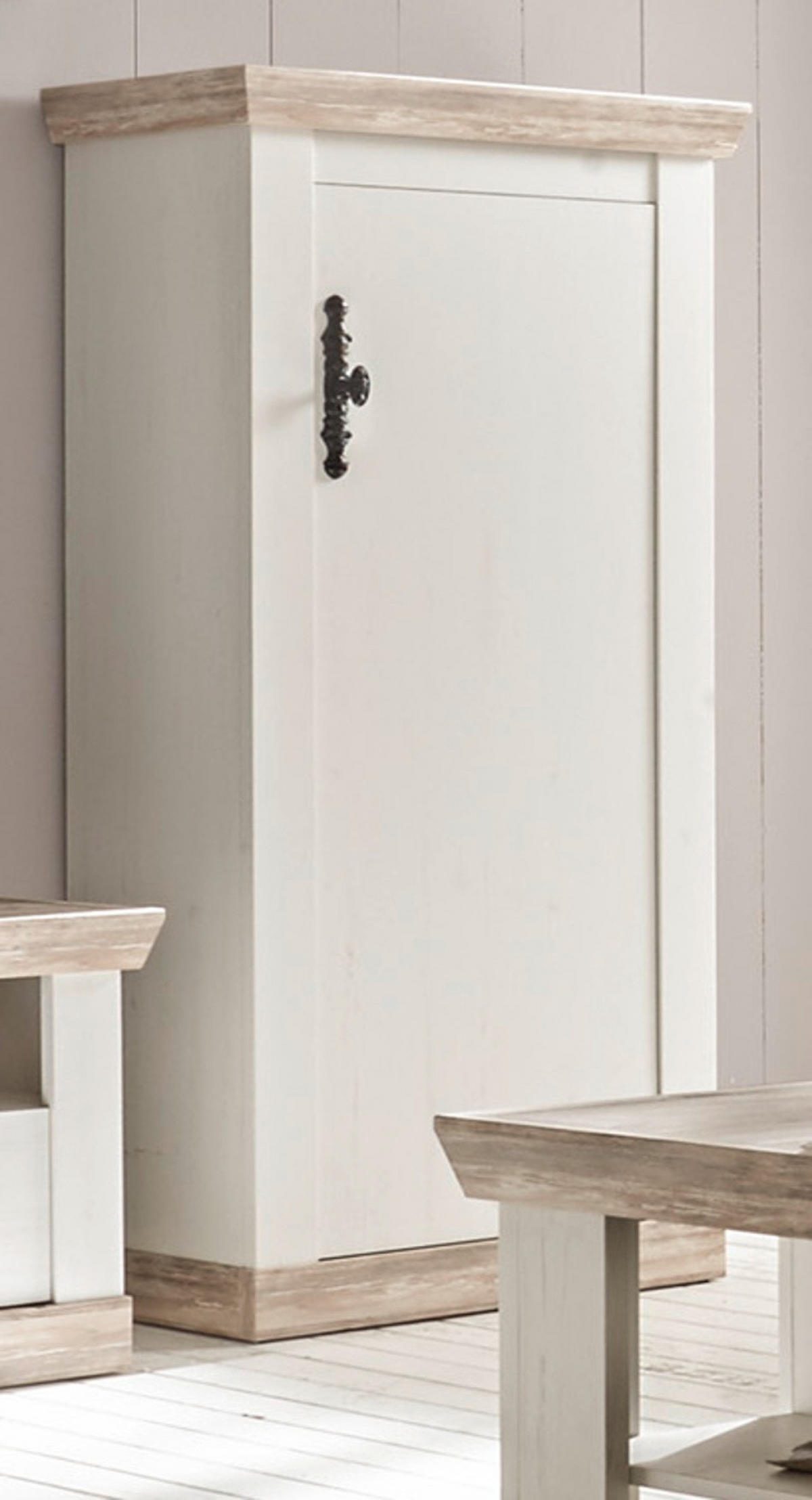 KOMMODE Pinie weiß, Oslo Pinie Landhaus, 71 x 146 cm - Anthrazit/Weiß, Holzwerkstoff/Metall (71/146/37cm) - Furn.Design