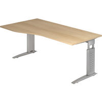 SCHREIBTISCH Serie-U 100/180/74 cm in Eichefarben/Silberfarbengrau - Eichefarben/Silberfarben, Holzwerkstoff (100/180/74cm) - bümö