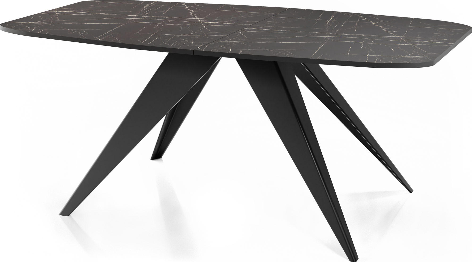 ESSTISCH Foster rechteckig ausziehbar, Marmor Schwarz 160-198/80/76 cm - Anthrazit/Schwarz, Holzwerkstoff/Metall (160/80/76cm) - WFL GROUP