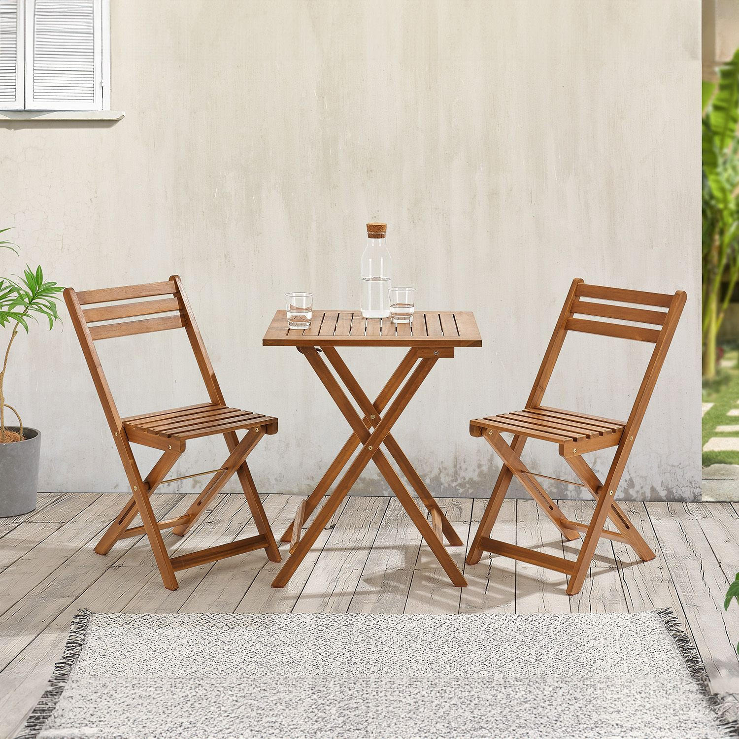 BALKONMÖBEL-SET Bala Akazienholz 3-tlg. - Braun, Holz - Juskys