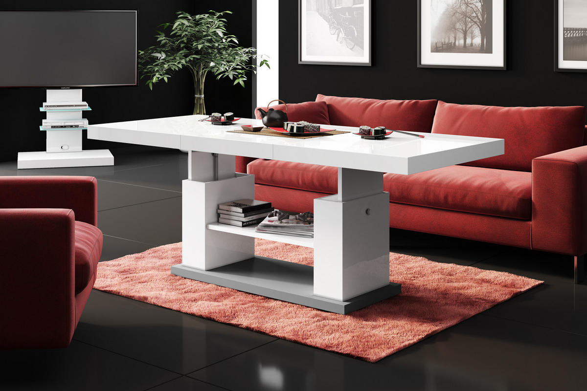 COUCHTISCH rechteckig Weiß Hochglanz 120/50/70 cm - Weiß Hochglanz, Holzwerkstoff (70/120/50cm)
